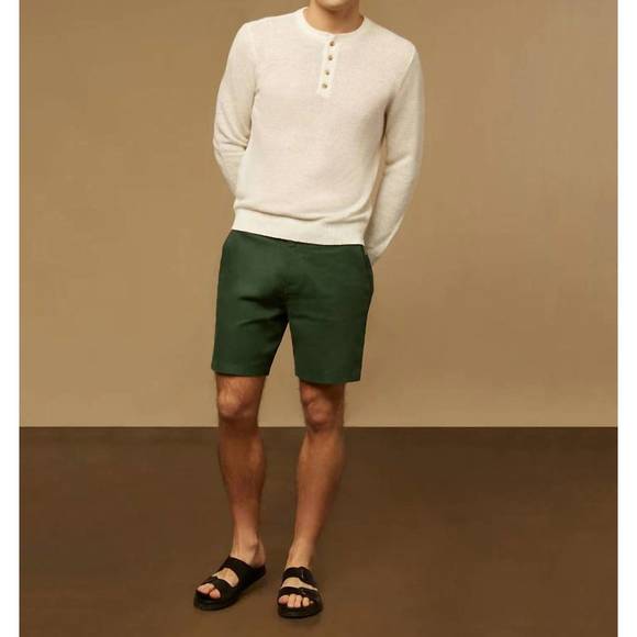 NEW ONIA men stretch linen traveler short in forest green - Picture 4 of 7